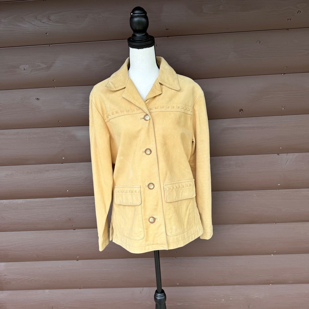Vtg The Territory Ahead Tan Leather Jacket M‎ Suede Whipstitch Western Chore